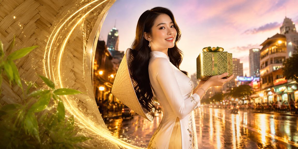 Người dùng TP. Hồ Chí Minh đội nón lá sử dụng ứng dụng casino trên điện thoại